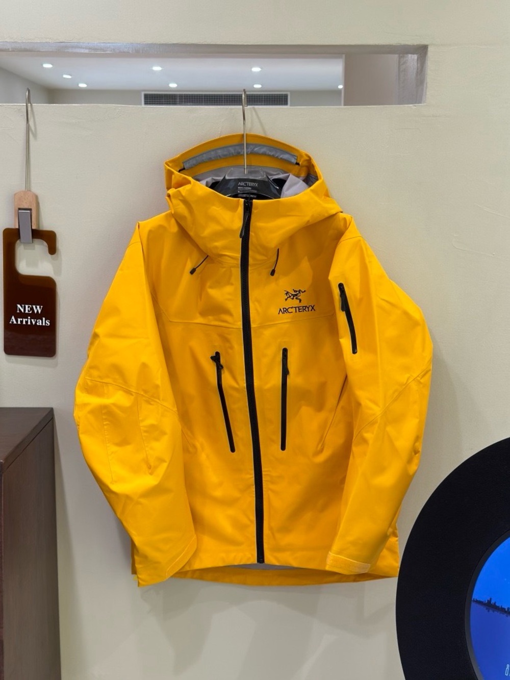 Arc'teryx Men's Bright Yellow Waterproof Shell Jacket with Hood